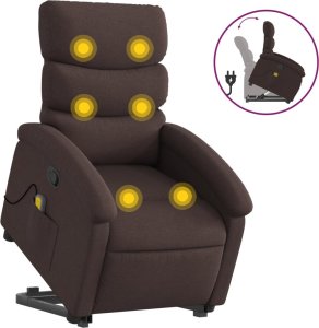 vidaXL vidaXL Podnoszony fotel masujący, rozkładany, ciemnobrązowy, tkanina 2