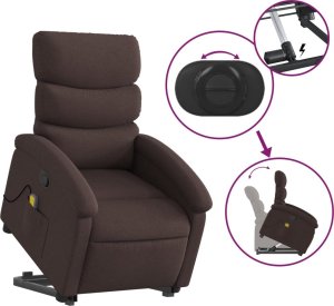 vidaXL vidaXL Podnoszony fotel masujący, rozkładany, ciemnobrązowy, tkanina 5