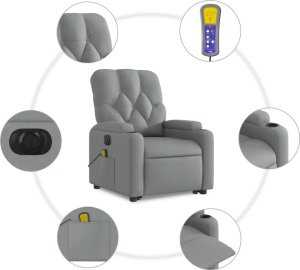 vidaXL vidaXL Podnoszony fotel masujący, elektryczny, rozkładany, jasnoszary 8