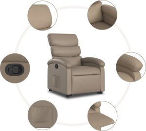 Triton Podnoszony fotel rozkładany, cappuccino, obity sztuczną skórą 7