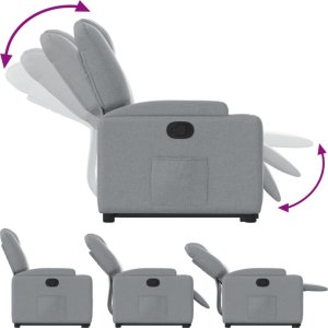 vidaXL Podnoszony fotel rozkładany, jasnoszary, obity tkaniną 7