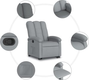 Triton Podnoszony fotel rozkładany, jasnoszary, obity tkaniną 7