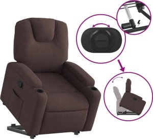 vidaXL Podnoszony fotel rozkładany, ciemnobrązowy, obity tkaniną 6