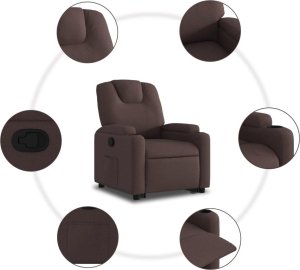 vidaXL Podnoszony fotel rozkładany, ciemnobrązowy, obity tkaniną 8