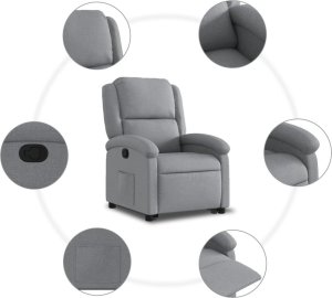 Triton Podnoszony fotel rozkładany, jasnoszary, obity tkaniną 8