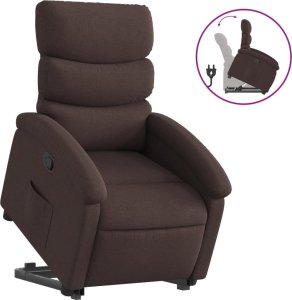 vidaXL Podnoszony fotel rozkładany, ciemnobrązowy, obity tkaniną 2