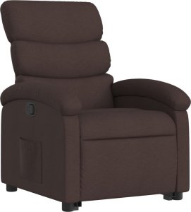 vidaXL Podnoszony fotel rozkładany, ciemnobrązowy, obity tkaniną 3