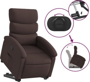 vidaXL Podnoszony fotel rozkładany, ciemnobrązowy, obity tkaniną 5