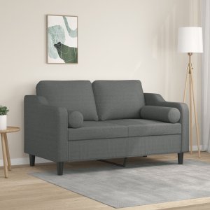 vidaXL vidaXL 2-osobowa sofa z poduszkami, ciemnoszara, 120 cm, tkanina 1