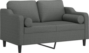 vidaXL vidaXL 2-osobowa sofa z poduszkami, ciemnoszara, 120 cm, tkanina 3