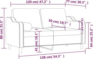 vidaXL vidaXL 2-osobowa sofa z poduszkami, ciemnoszara, 120 cm, tkanina 8