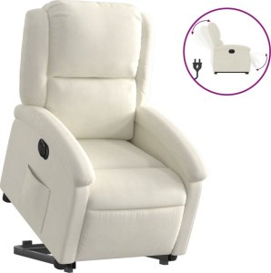 vidaXL vidaXL Elektryczny, podnoszony fotel rozkładany, kremowy, aksamit 2