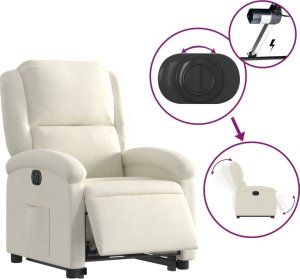 vidaXL vidaXL Elektryczny, podnoszony fotel rozkładany, kremowy, aksamit 5