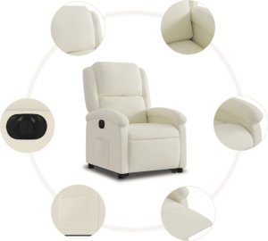 vidaXL vidaXL Elektryczny, podnoszony fotel rozkładany, kremowy, aksamit 7
