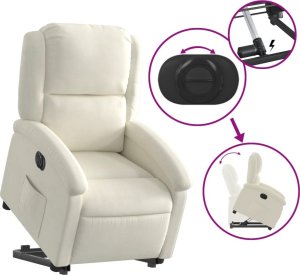 vidaXL vidaXL Elektryczny, podnoszony fotel rozkładany, kremowy, aksamit 10