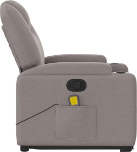 vidaXL vidaXL Podnoszony fotel masujący, rozkładany, kolor taupe, tkanina 10