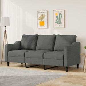 vidaXL vidaXL Sofa 3-osobowa, ciemnoszara, 180 cm, tapicerowana tkaniną 1