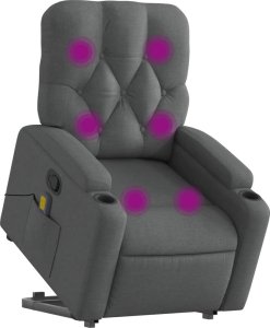 vidaXL Podnoszony fotel masujący, rozkładany, ciemnoszary, tkanina 3