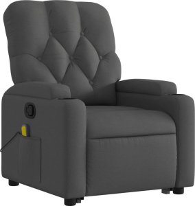 vidaXL Podnoszony fotel masujący, rozkładany, ciemnoszary, tkanina 4