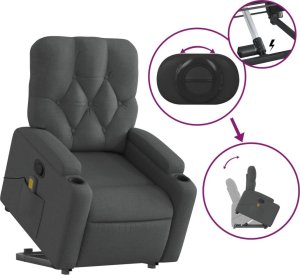 vidaXL Podnoszony fotel masujący, rozkładany, ciemnoszary, tkanina 6