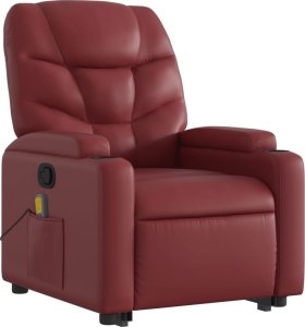 vidaXL Podnoszony fotel masujący, rozkładany, winna czerwień 3