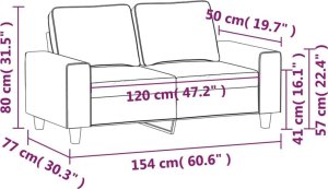 vidaXL Sofa 2-osobowa, czarna, 120 cm, tapicerowana tkaniną 8