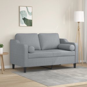 vidaXL vidaXL 2-osobowa sofa z poduszkami, jasnoszara, 120 cm, tkanina 1