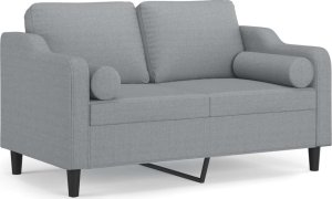 vidaXL 2-osobowa sofa z poduszkami, jasnoszara, 120 cm, tkanina 2