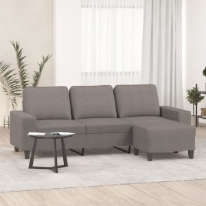 vidaXL vidaXL 3-osobowa sofa z podnóżkiem, taupe, 180 cm, tkaniną 1