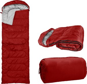 Chiccot ŚPIWÓR TURYSTYCZNY 950 GRAMÓW TYPU MUMIA, KOŁDRA Z KAPTUREM + POKROWIEC CZERWONY 2