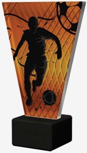 Victoria Sport Monochromatyczne trofeum szklane na podstawie marmurowej - PIŁKA NOŻNA PIŁKARZ 1