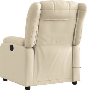 vidaXL Rozkładany fotel masujący, kremowy, obity tkaniną 4