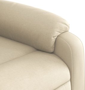 vidaXL Rozkładany fotel masujący, kremowy, obity tkaniną 9