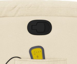 vidaXL Rozkładany fotel masujący, kremowy, obity tkaniną 10