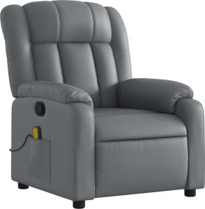 vidaXL Rozkładany fotel masujący, szary, obity sztuczną skórą 3