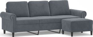 vidaXL 3-osobowa sofa z podnóżkiem, ciemnoszary, 180 cm, aksamit 2