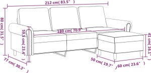 vidaXL 3-osobowa sofa z podnóżkiem, ciemnoszary, 180 cm, aksamit 7