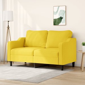 vidaXL vidaXL Sofa 2-osobowa, jasnożółta, 140 cm, tapicerowana tkaniną 1