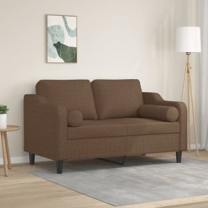 vidaXL vidaXL 2-osobowa sofa z poduszkami, brązowa, 120 cm, tkanina 1