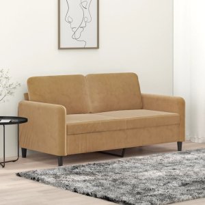 vidaXL Sofa 2-osobowa, brązowa, 140 cm, tapicerowana aksamitem 1