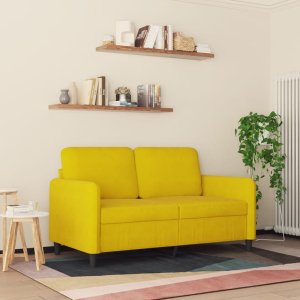 Triton Sofa 2-osobowa, żółta, 120 cm, tapicerowana aksamitem 3