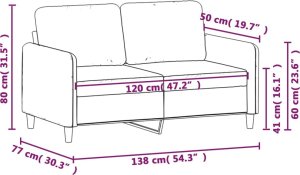 Triton Sofa 2-osobowa, żółta, 120 cm, tapicerowana aksamitem 9