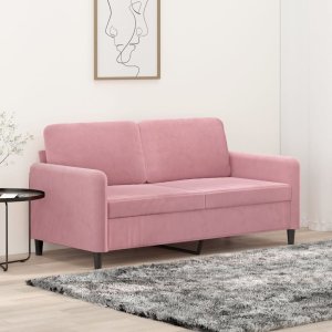 vidaXL Sofa 2-osobowa, różowy, 140 cm, tapicerowana aksamitem 1