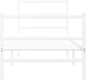 vidaXL Metalowa rama łóżka z wezgłowiem i zanóżkiem, biała, 75x190 cm 5