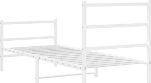 vidaXL Metalowa rama łóżka z wezgłowiem i zanóżkiem, biała, 75x190 cm 7