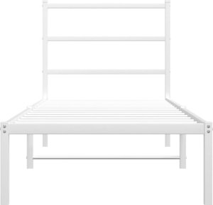 vidaXL Metalowa rama łóżka z wezgłowiem, biała, 80x200 cm 5
