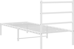 vidaXL Metalowa rama łóżka z wezgłowiem, biała, 80x200 cm 7