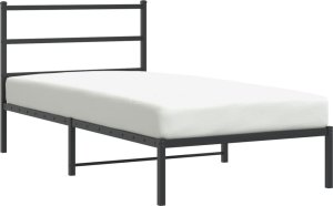 vidaXL Metalowa rama łóżka z wezgłowiem, czarna, 100x190 cm 4