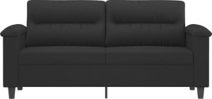 vidaXL Sofa 2-osobowa, czarna, 140 cm, tapicerowana mikrofibrą 3