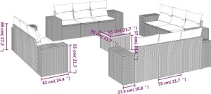 vidaXL 13-cz. zestaw mebli do ogrodu, poduszki, czarny, rattan PE 3